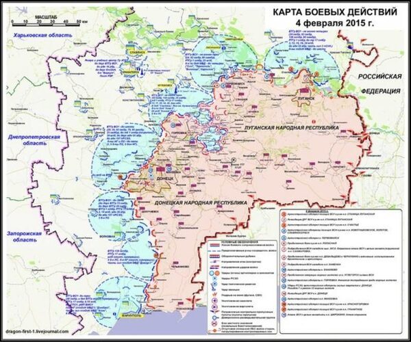 Обзор карты боевых действий на юго-востоке Украины